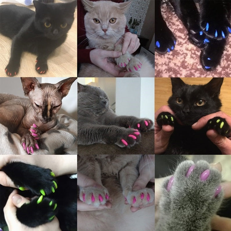 20 PCS Silicone Soft Cat Nail Caps / Cat Paw Claw / Pet Nail Protector/Cat Nail Cover, Size:S