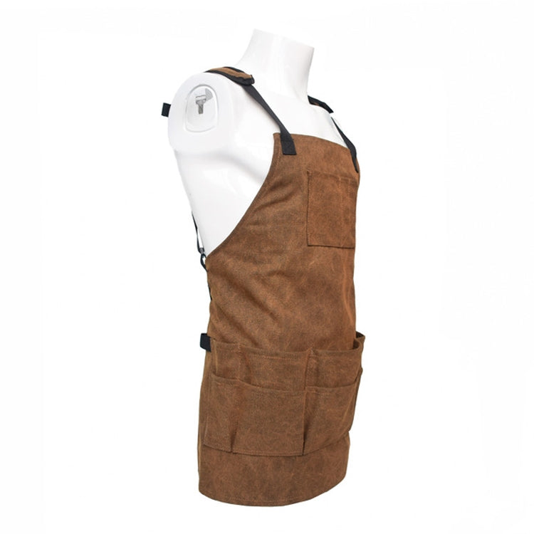 Mud Color Thickened Multi-pocket Adjustable Canvas Garden Work Apron
