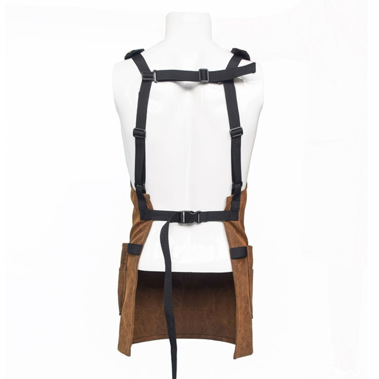 Mud Color Thickened Multi-pocket Adjustable Canvas Garden Work Apron