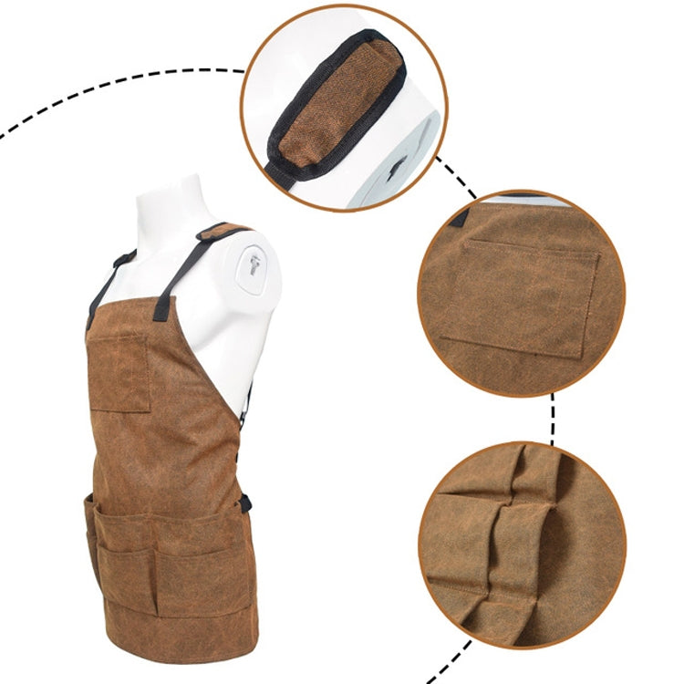 Mud Color Thickened Multi-pocket Adjustable Canvas Garden Work Apron