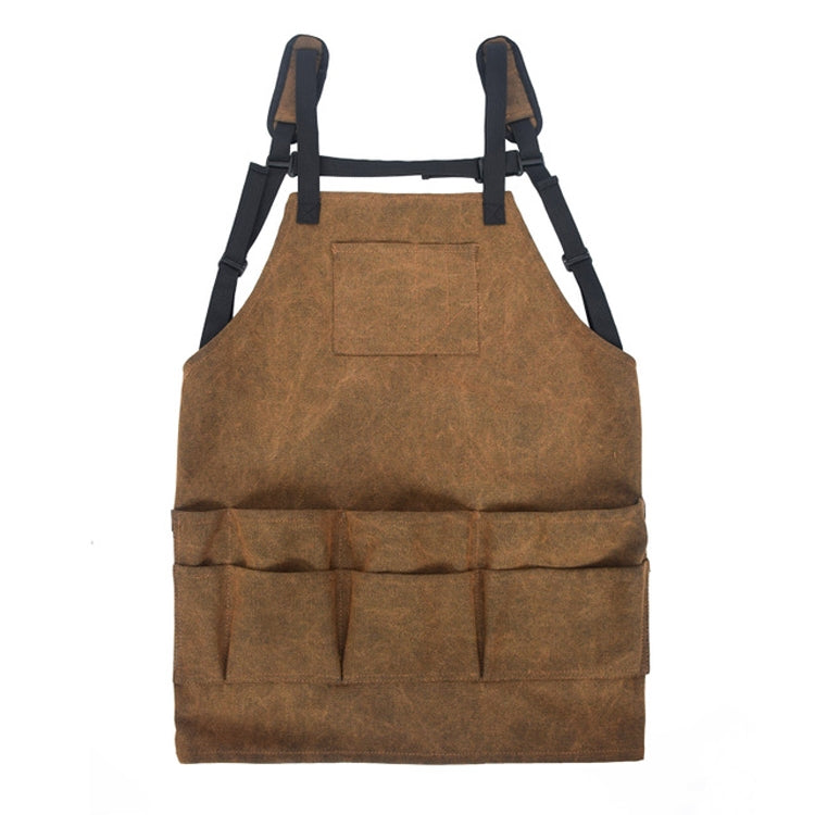 Mud Color Thickened Multi-pocket Adjustable Canvas Garden Work Apron