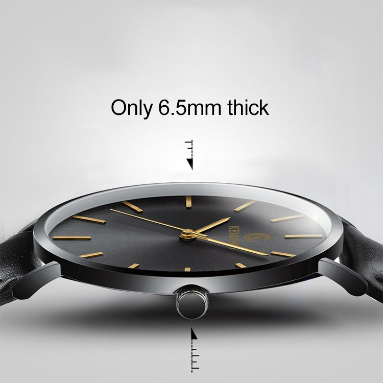 KEMANQI Simple Ultra-thin Waterproof Steel Mesh Belt Quartz Watch for Men