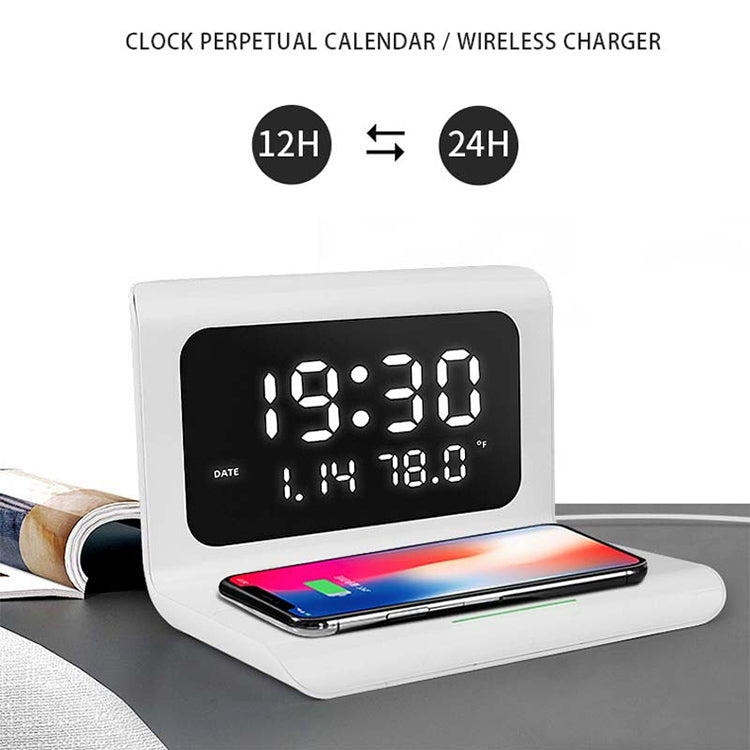 RT1 10W QI Universal Multi-function Mobile Phone Wireless Charger with Alarm Clock & Time / Calendar / Temperature Display