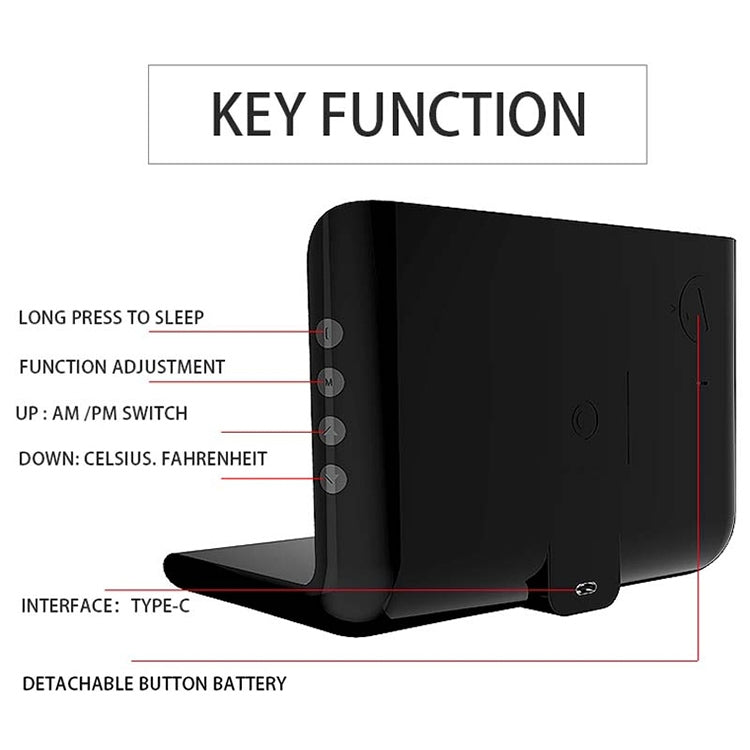 RT1 10W QI Universal Multi-function Mobile Phone Wireless Charger with Alarm Clock & Time / Calendar / Temperature Display
