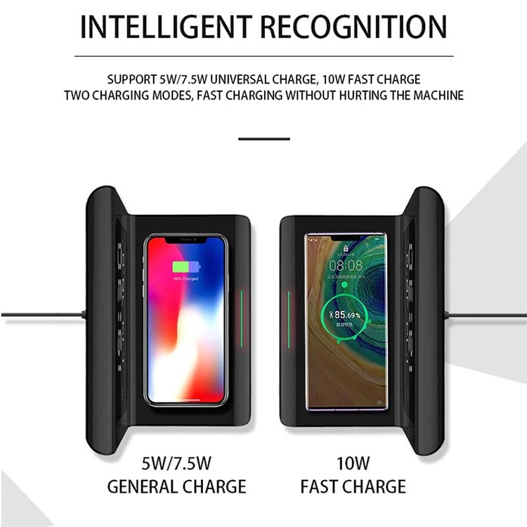 RT1 10W QI Universal Multi-function Mobile Phone Wireless Charger with Alarm Clock & Time / Calendar / Temperature Display