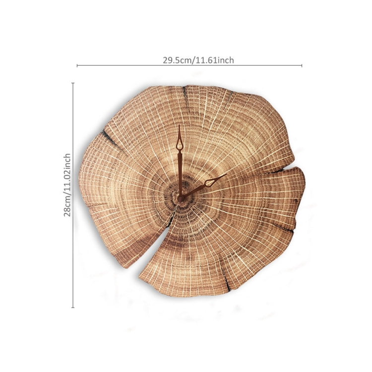 Log Hotel Living Room Annual Ring Wall Clock Solid Wood Natural Retro Silent Clock