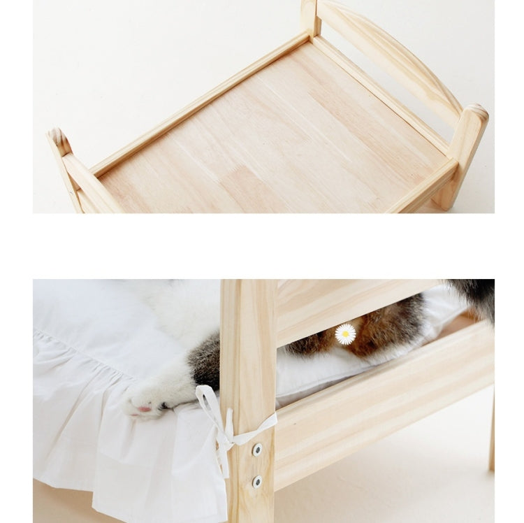 Pet Open Wooden Four Seasons Universal Bed(Bed + White Lace Quilt)