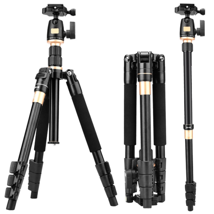 Q555 4-Section Folding Legs Aluminum Alloy Tripod Mount Monopod Holder with Ball Head