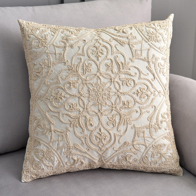 Cotton Cord Embroidery Pillow Cushion Cover without Core, Size: 50x50cm