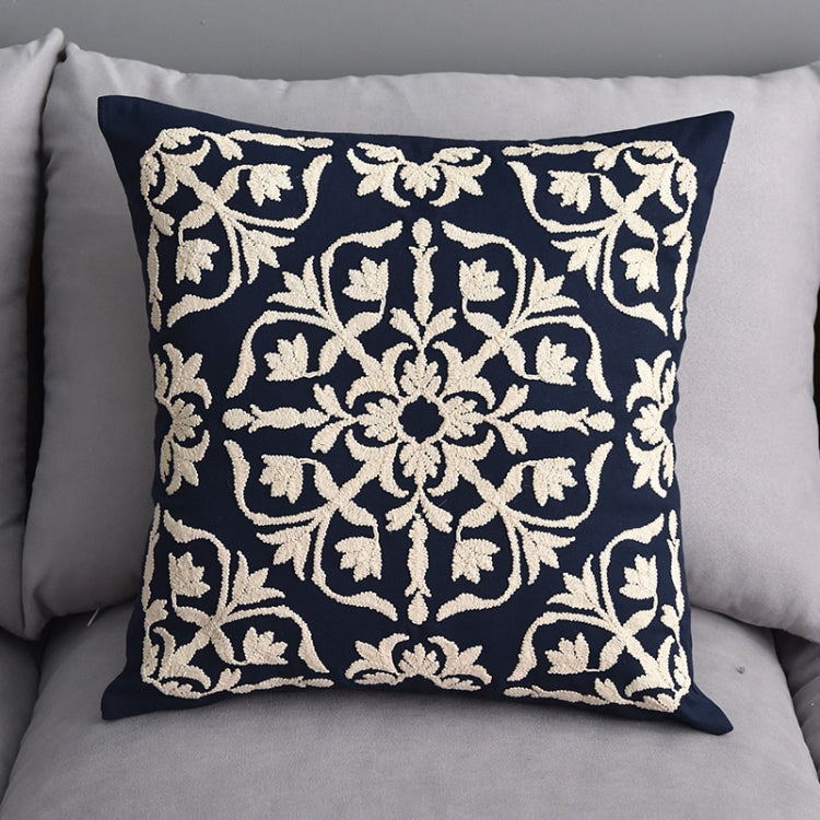 Cotton Cord Embroidery Pillow Cushion Cover without Core, Size: 50x50cm