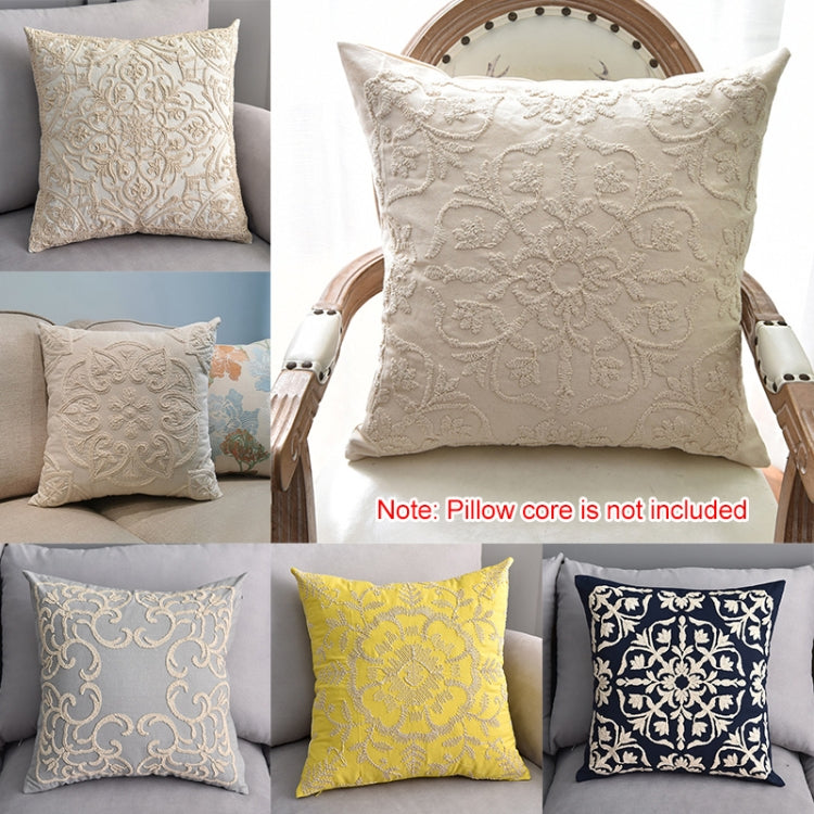 Cotton Cord Embroidery Pillow Cushion Cover without Core, Size: 50x50cm