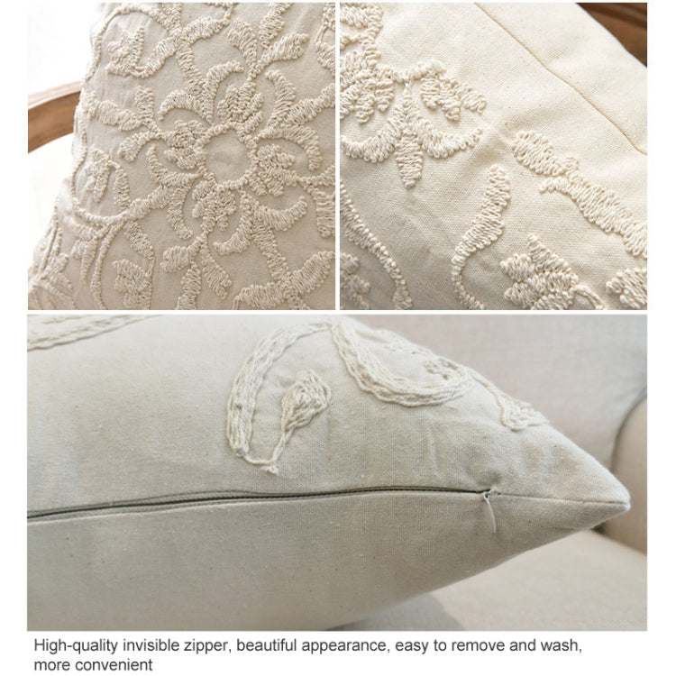 Cotton Cord Embroidery Pillow Cushion Cover without Core, Size: 50x50cm