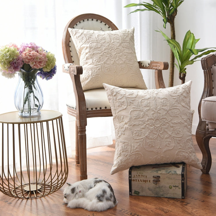 Cotton Cord Embroidery Pillow Cushion Cover without Core, Size: 50x50cm