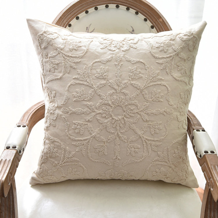Cotton Cord Embroidery Pillow Cushion Cover without Core, Size: 50x50cm