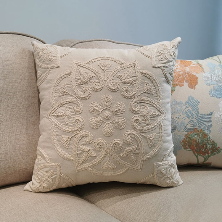 Cotton Cord Embroidery Pillow Cushion Cover without Core, Size: 50x50cm