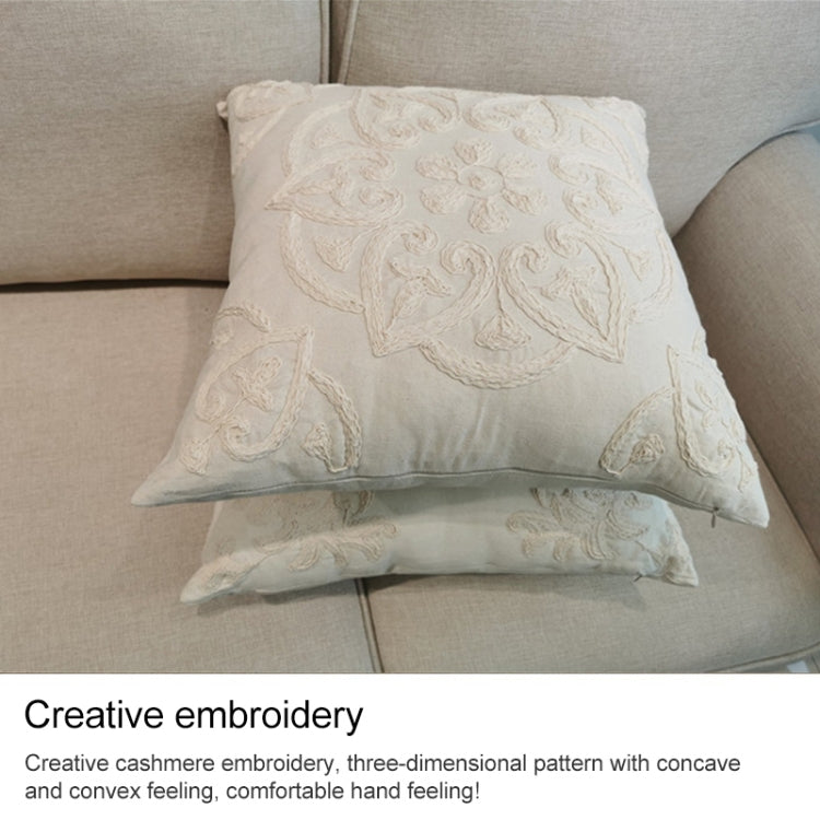 Cotton Cord Embroidery Pillow Cushion Cover without Core, Size: 50x50cm