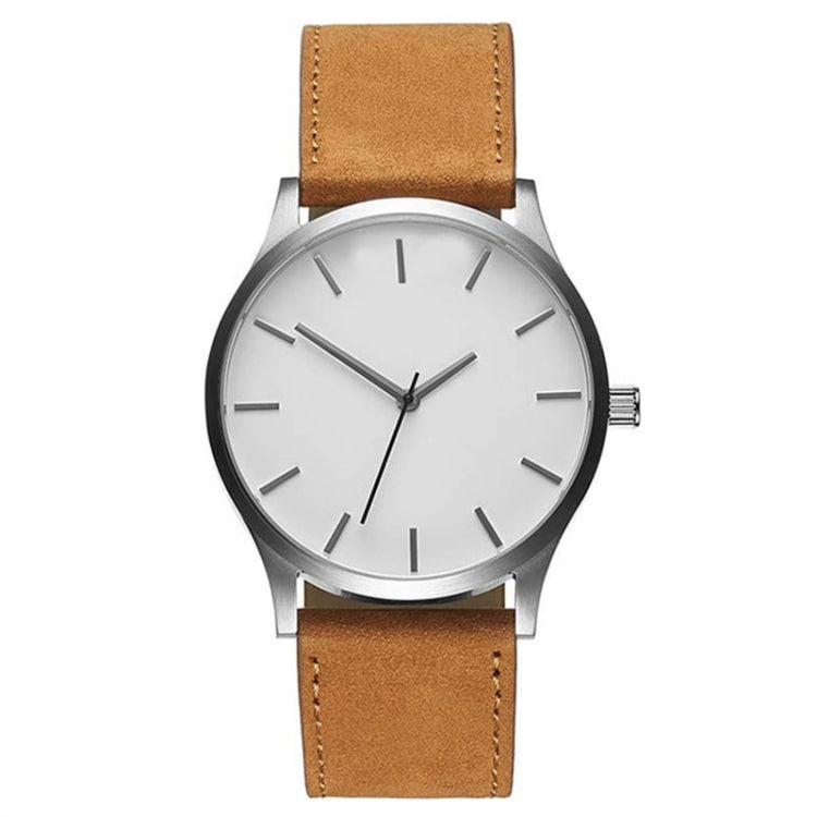 Men Simple Matte Leather Belt Quartz Watch