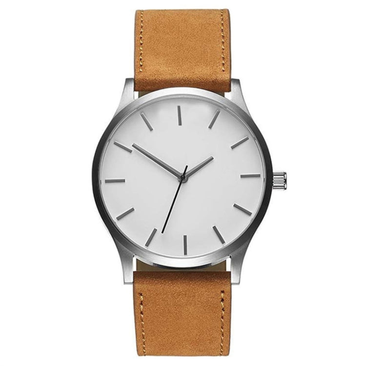Men Simple Matte Leather Belt Quartz Watch