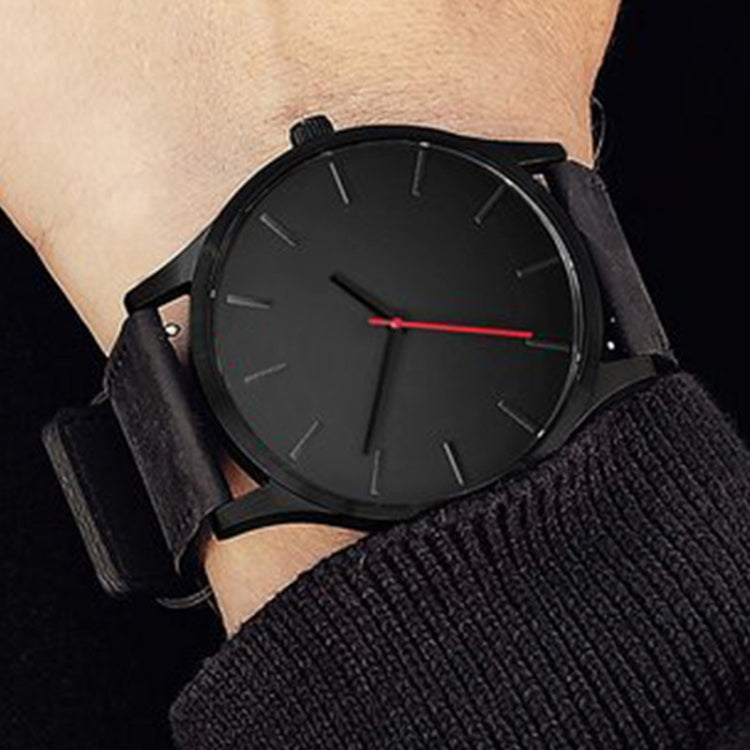 Men Simple Matte Leather Belt Quartz Watch