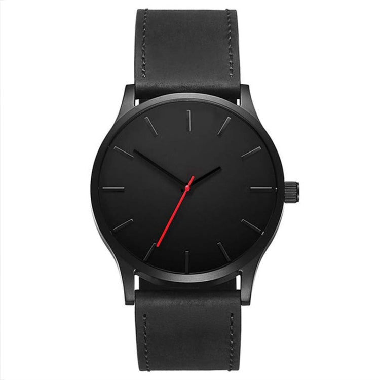 Men Simple Matte Leather Belt Quartz Watch