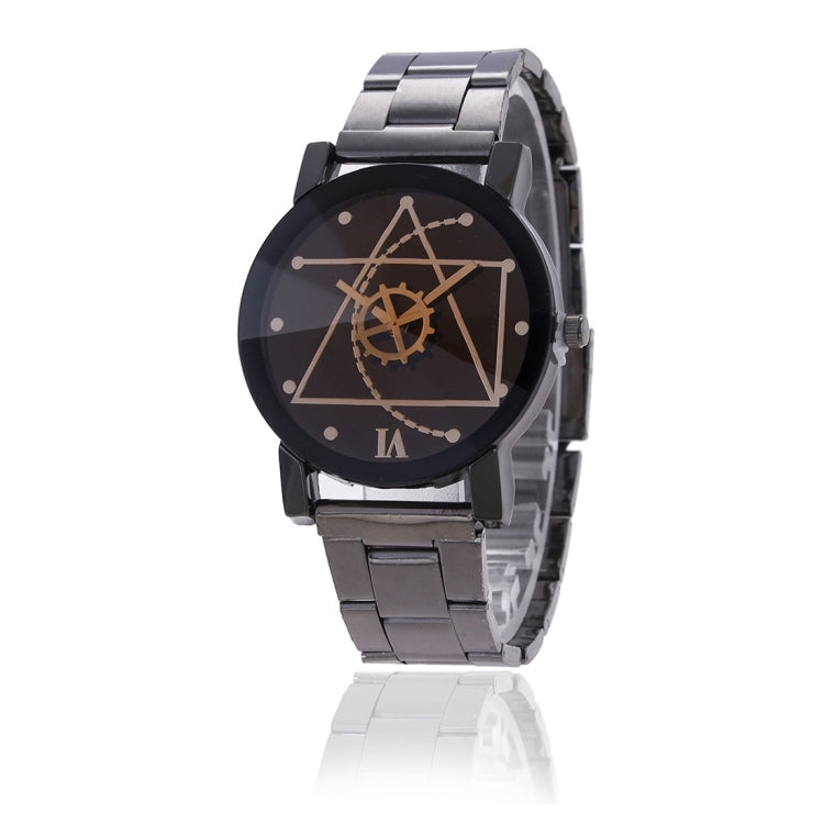 2 PCS Brown Glass Gear Tungsten Steel Strap Watch for Men / Women