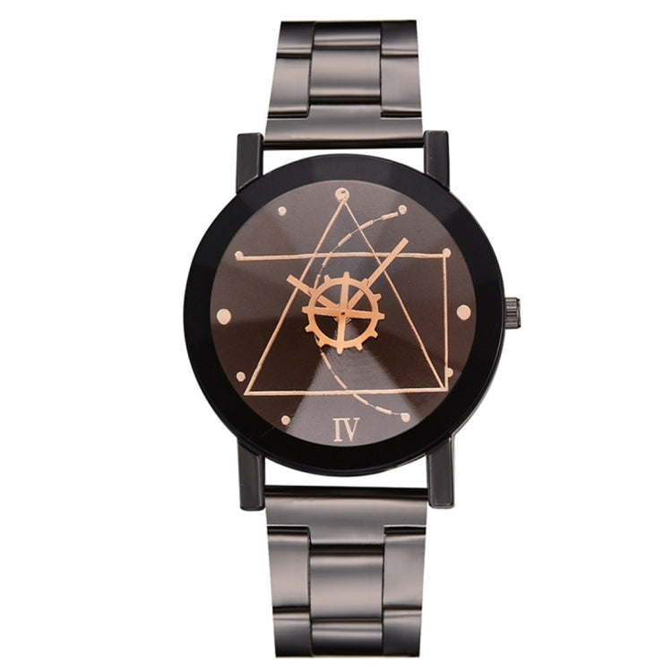2 PCS Brown Glass Gear Tungsten Steel Strap Watch for Men / Women