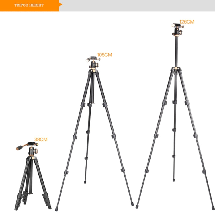 Q160s 4-Section Folding Legs Live Broadcast Aluminum Alloy Tripod Mount with Damping Tripod Ball-Head