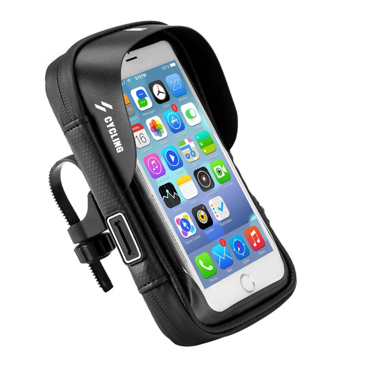 CYCLING Bicycle Bag Handlebar Bag Waterproof Touch Screen Upper Tube Bag Saddle Bag, Size:6inch(Black)