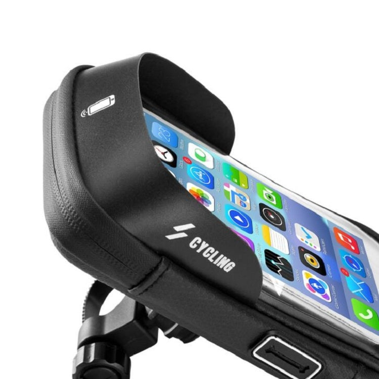 CYCLING Bicycle Bag Handlebar Bag Waterproof Touch Screen Upper Tube Bag Saddle Bag, Size:6inch(Black)