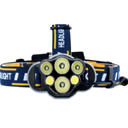 6-Core Strong Head Light Outdoor Long-Range Lighting Fishing Light, Specification:Set 2 Batteries and 1 Charger