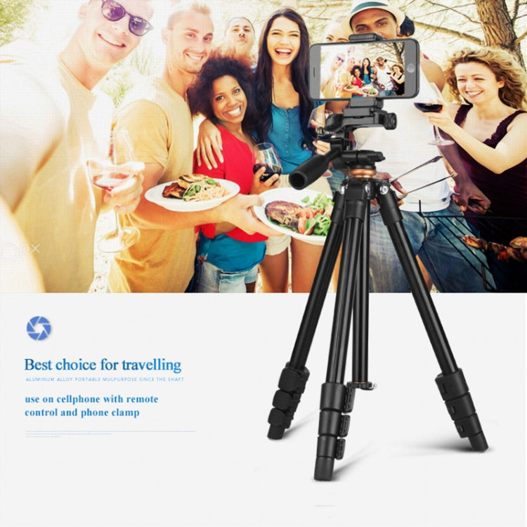 Q160a 4-Section Folding Legs Live Broadcast Aluminum Alloy Tripod Mount with Three-dimensional Tripod Heads & Wireless Remote Control