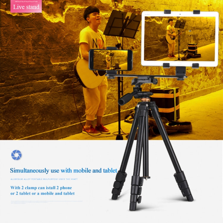 Q160a 4-Section Folding Legs Live Broadcast Aluminum Alloy Tripod Mount with Three-dimensional Tripod Heads & Wireless Remote Control