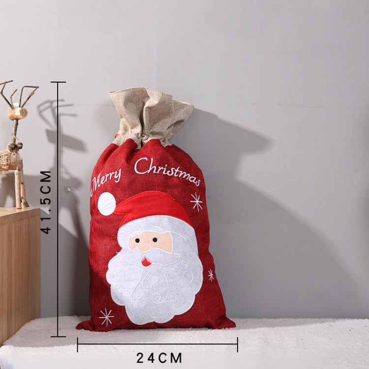 2 PCS Christmas Decorations Linen Gift Bags Old Man Snowman Gift Bag, Size:Small 41.5x24cm