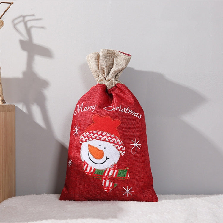 2 PCS Christmas Decorations Linen Gift Bags Old Man Snowman Gift Bag, Size:Small 41.5x24cm