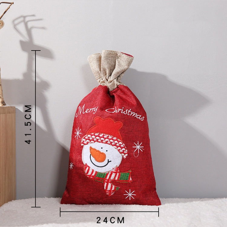 2 PCS Christmas Decorations Linen Gift Bags Old Man Snowman Gift Bag, Size:Small 41.5x24cm