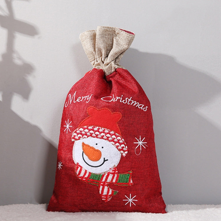2 PCS Christmas Decorations Linen Gift Bags Old Man Snowman Gift Bag, Size:Large 57x34cm
