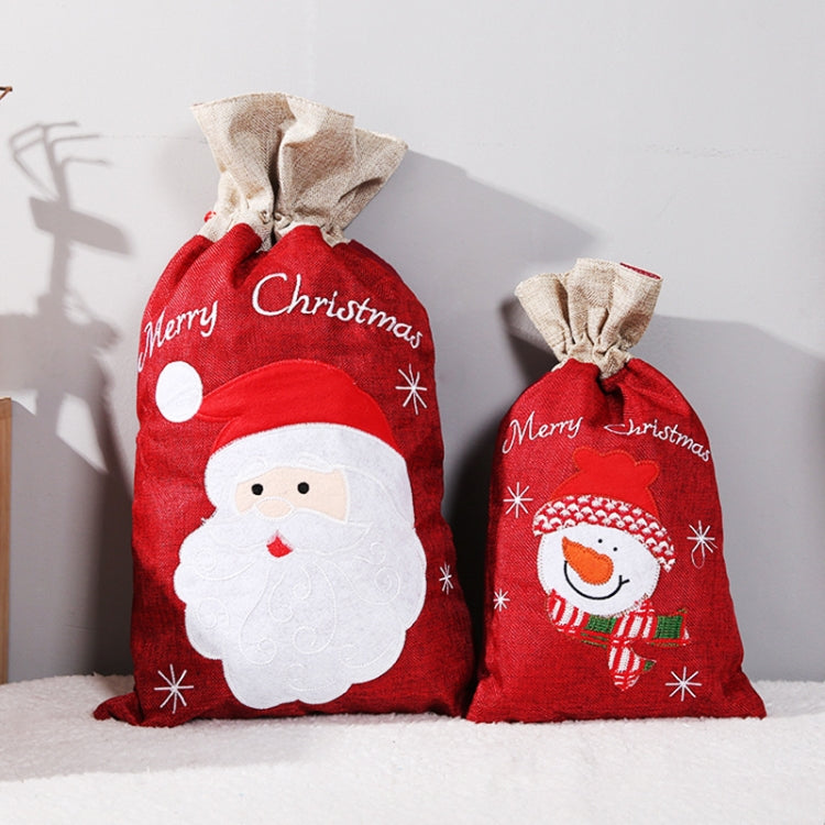 2 PCS Christmas Decorations Linen Gift Bags Old Man Snowman Gift Bag, Size:Large 57x34cm