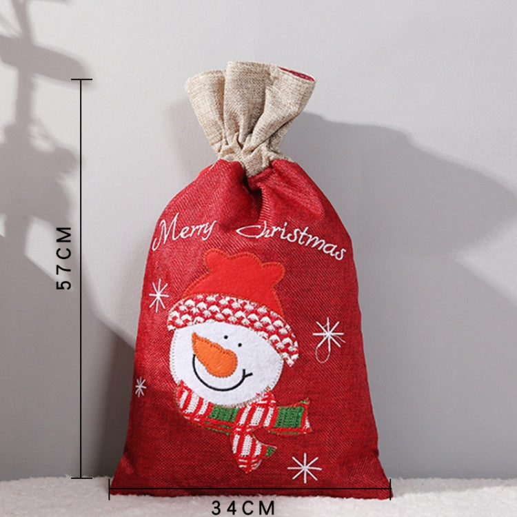 2 PCS Christmas Decorations Linen Gift Bags Old Man Snowman Gift Bag, Size:Large 57x34cm