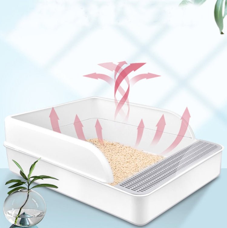 Cat Litter Box Semi-closed Square Feces Basin Pet Toilet, Size:Large  Pink