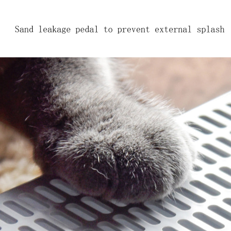 Cat Litter Box Semi-closed Square Feces Basin Pet Toilet, Size:Large  Gray