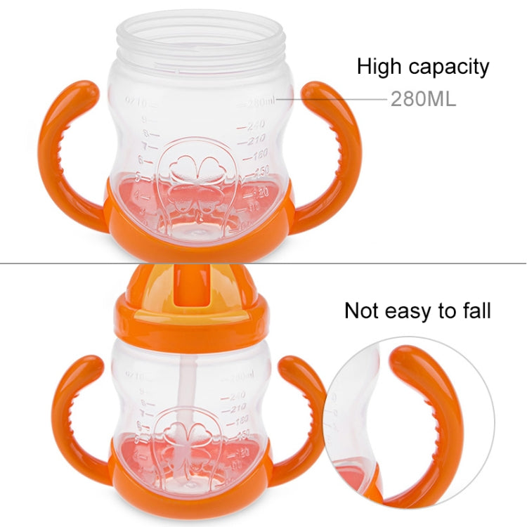 280ML Baby Bottle Kids Cup Silicone Sippy Children Training Cups Cute Baby Drinking Water Straw Handle Feeding Bottle
