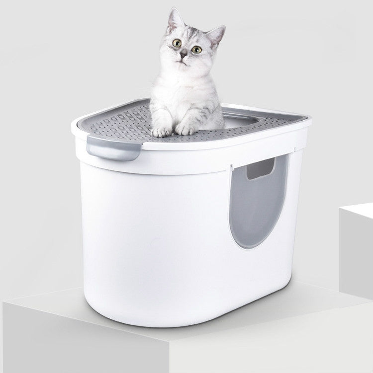 Fully Enclosed Cat House Three-door Top Entry Cat Litter Basin