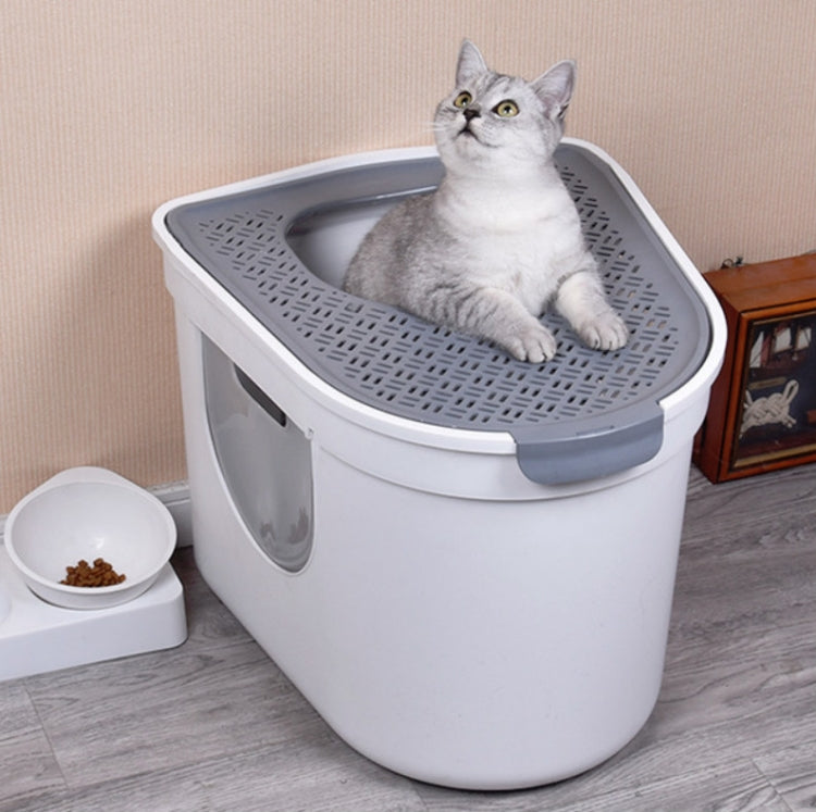 Fully Enclosed Cat House Three-door Top Entry Cat Litter Basin