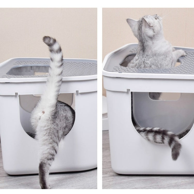 Fully Enclosed Cat House Three-door Top Entry Cat Litter Basin