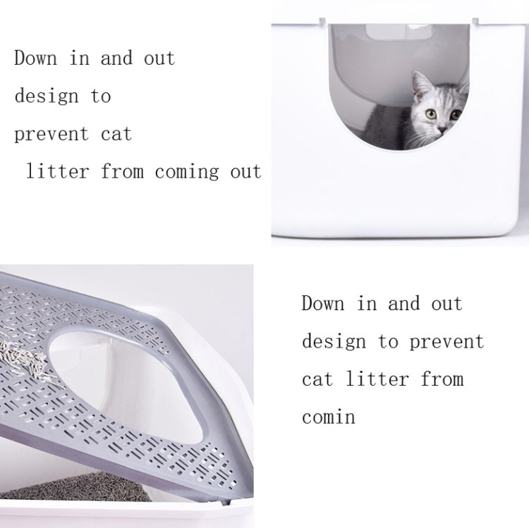 Fully Enclosed Cat House Three-door Top Entry Cat Litter Basin