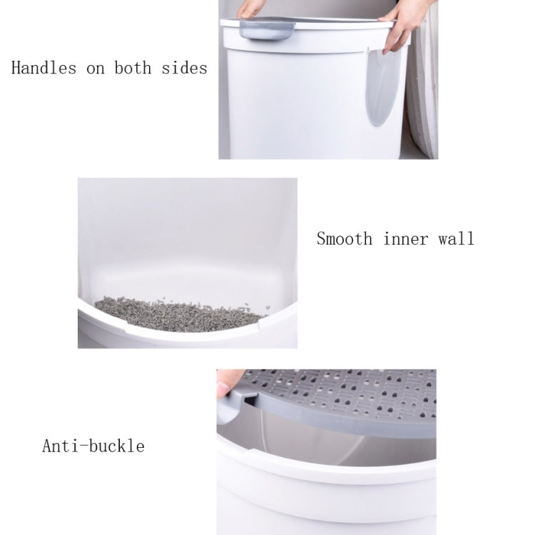 Fully Enclosed Cat House Three-door Top Entry Cat Litter Basin
