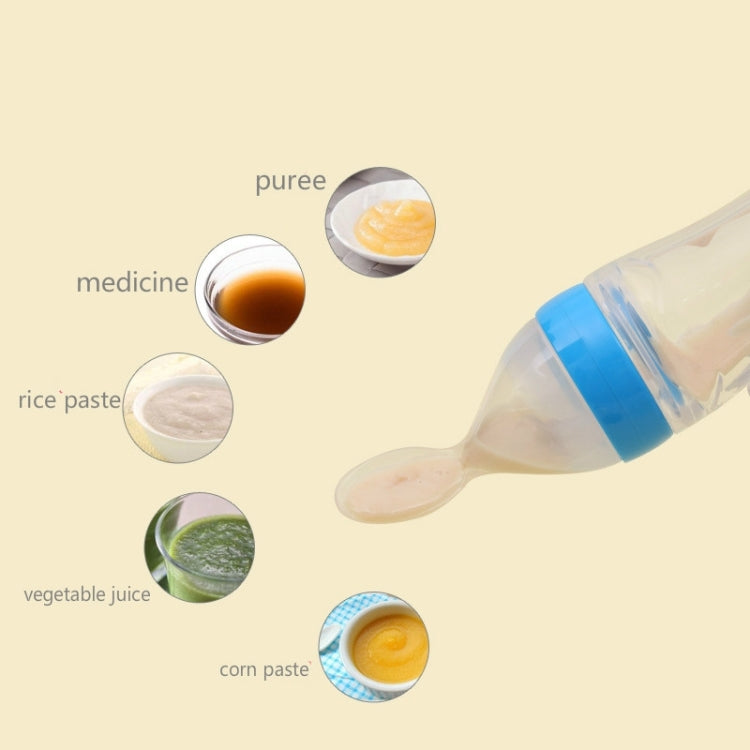 90ML Safe Newborn Baby Feeding Bottle Toddler Silicone Squeeze Feeding Milk Cereal Bottle with Hard Spoon