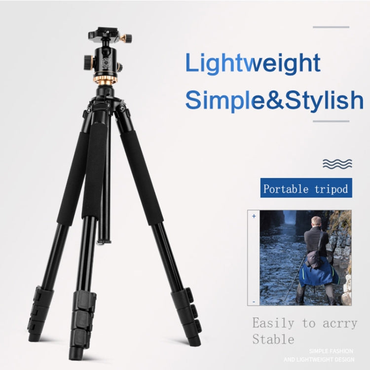 Q338 4-Section Folding Legs Live Broadcast Aluminum Alloy Tripod Mount With Three-dimensional Head