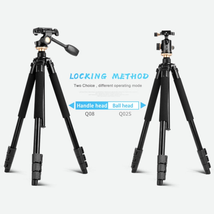 Q338 4-Section Folding Legs Live Broadcast Aluminum Alloy Tripod Mount With Three-dimensional Head