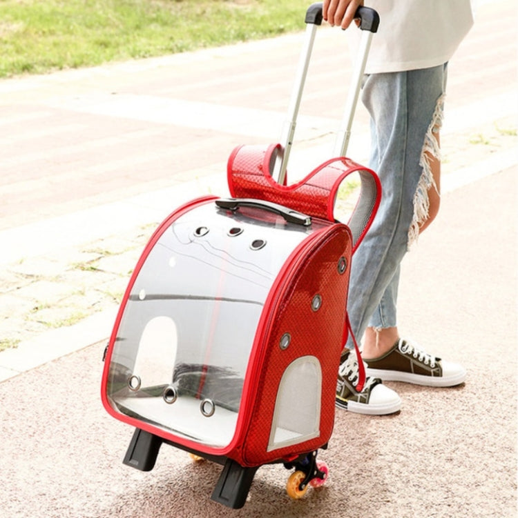 Pet Portable Transparent and Breathable PU Bag, Specification: With Tie Rod